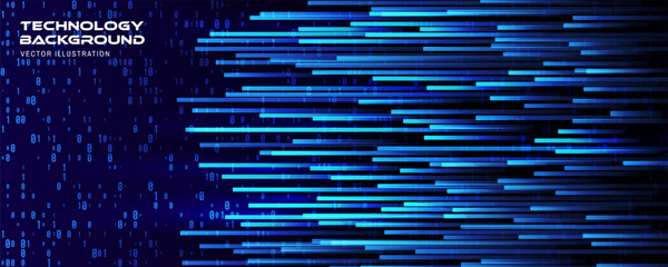 Binary code dark blue background. Vector Illustration. Digital Data Technology. 1 0 Machine Code. Random Binary Data Matrix Wide. For Coding or Hacker concept. Software Programming Code Background