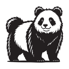 Silhouette Panda black vector illustration style white background