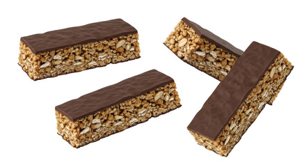 Isolated Assortment of Chocolate-Covered Granola Bars for a Healthy Snack