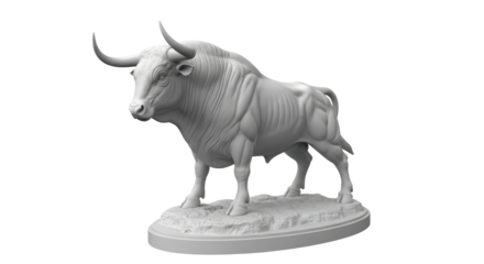 Isolated Monochrome Sculpture of a Powerful Bull