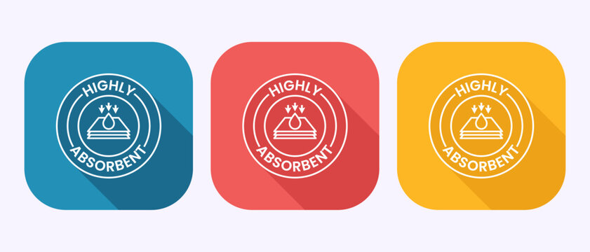 Water absorbent icon design illustration, Water drop absorb sign symbol in shadow button design