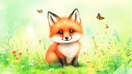 Fototapeta premium Cute Fox in the Garden 