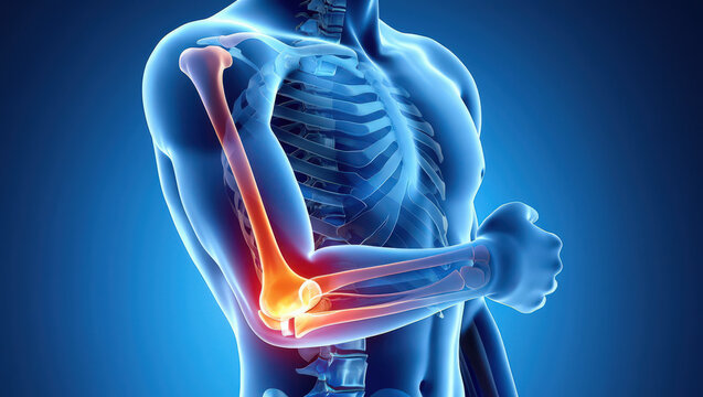 Human Anatomy Elbow Joint Pain, Injury, and Treatment Illustration