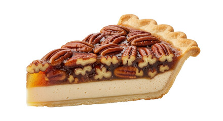 Isolated Pecan Pie Slice Decadent Dessert