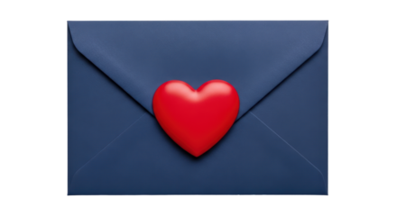 Isolated Envelope with Red Heart Romantic Message