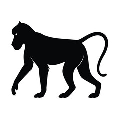 Obraz premium Baboon Walking Vector Silhouette