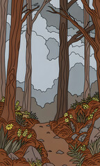 autumn forest in the morning