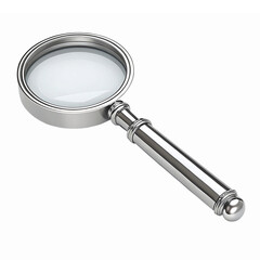 Silver Magnifying Glass with Transparent Background Ideal for Analysis Research and Inspection