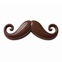 Stylized Chocolate Mustache with Glossy Finish on Transparent Background for Creative Designs