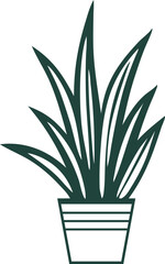 Edged Dracaena plant Icon Simple Vector Illustration,  Stylish potted plant vector design, Line art illustration of a potted snake plant