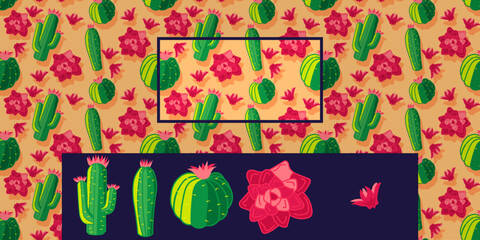 vector pattern graphic resources floral flower cactus resources