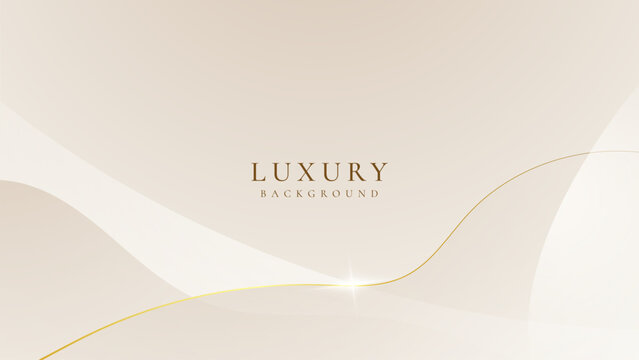 Luxury cream abstract background with golden lines. Elegant wave shapes for premium design, wedding invitation, business card, cosmetic branding, and stylish product packaging.