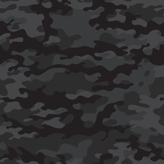 
urban camouflage dark gray pattern, repeat vector background, black print