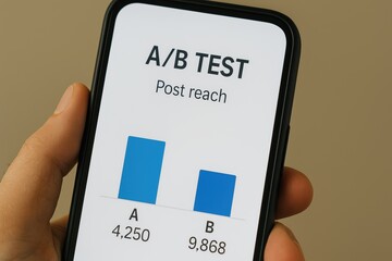 Comparison of A/B Test Results Displayed on Smartphone with Post Reach Metrics