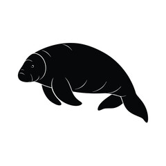 Fototapeta premium Dugong Vector Silhouette Design