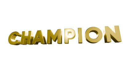 Celebrating champion golden text isolated on white background and transparent background inspirational quote digital art dark environment close-up motivation