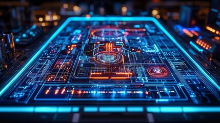 Futuristic tech panel display