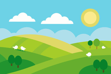 Fototapeta premium summer landscape with green hills