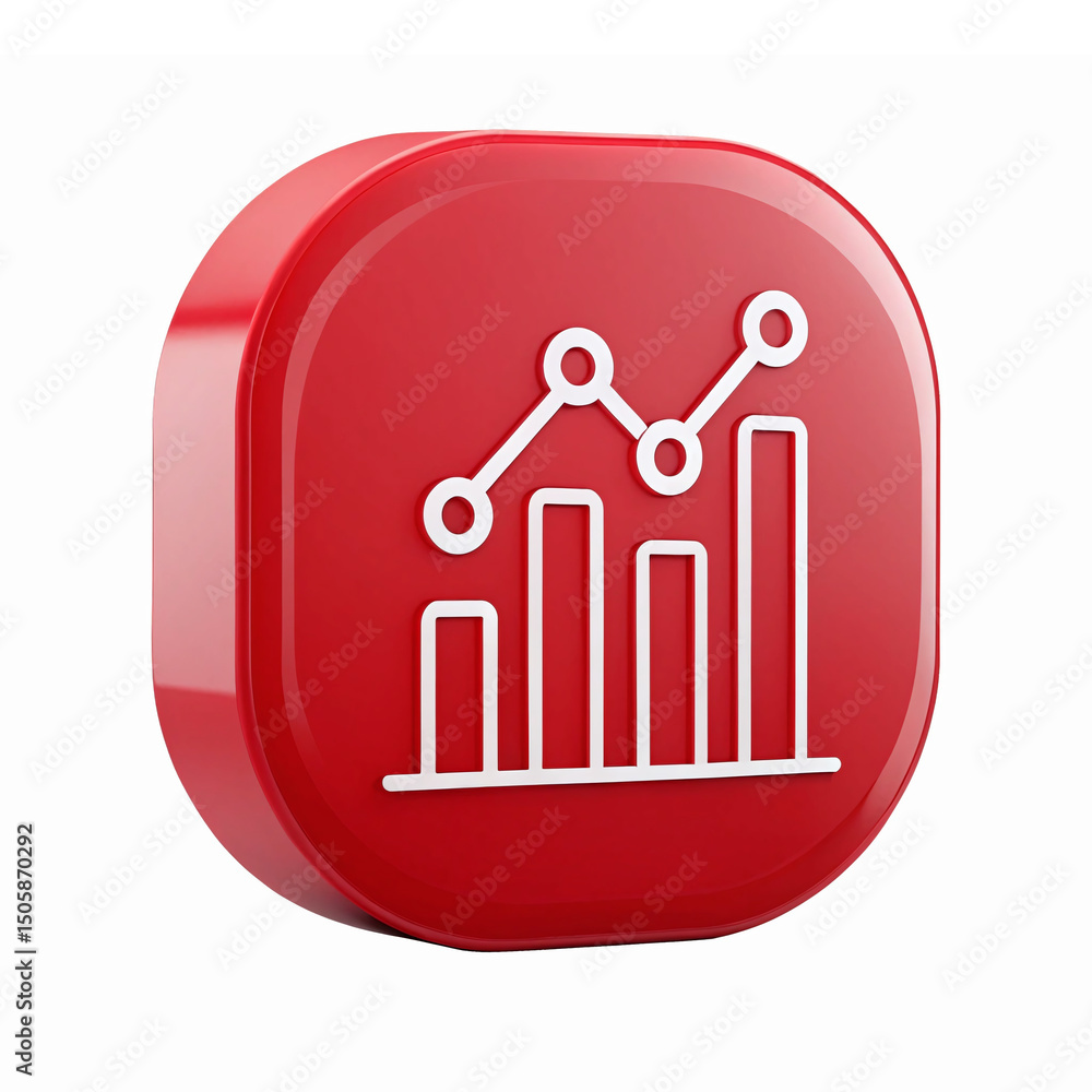 Poster red graph with trend lines symbolizing data analysis performance metrics