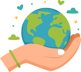 Hands holding Earth, environmental protection concept