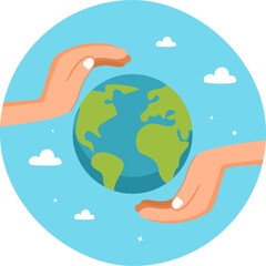 Hands holding Earth, environmental protection concept
