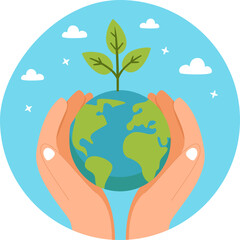 Hands holding Earth, environmental protection concept