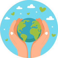 Hands holding Earth, environmental protection concept