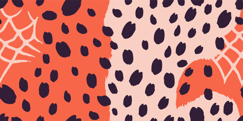 Abstract Animal Print Seamless Pattern: Pink & Coral Spots