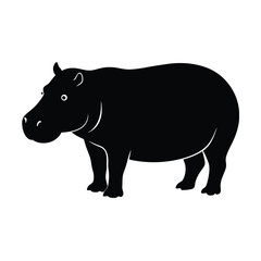 Obraz premium Hippo Standing Vector Silhouette