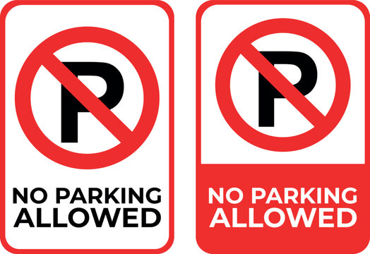 no parking prohibited sign on white background