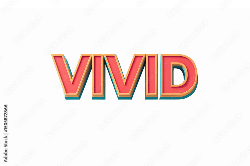 Poster vivid 3d text representation with bold colors and shading for modern design applications