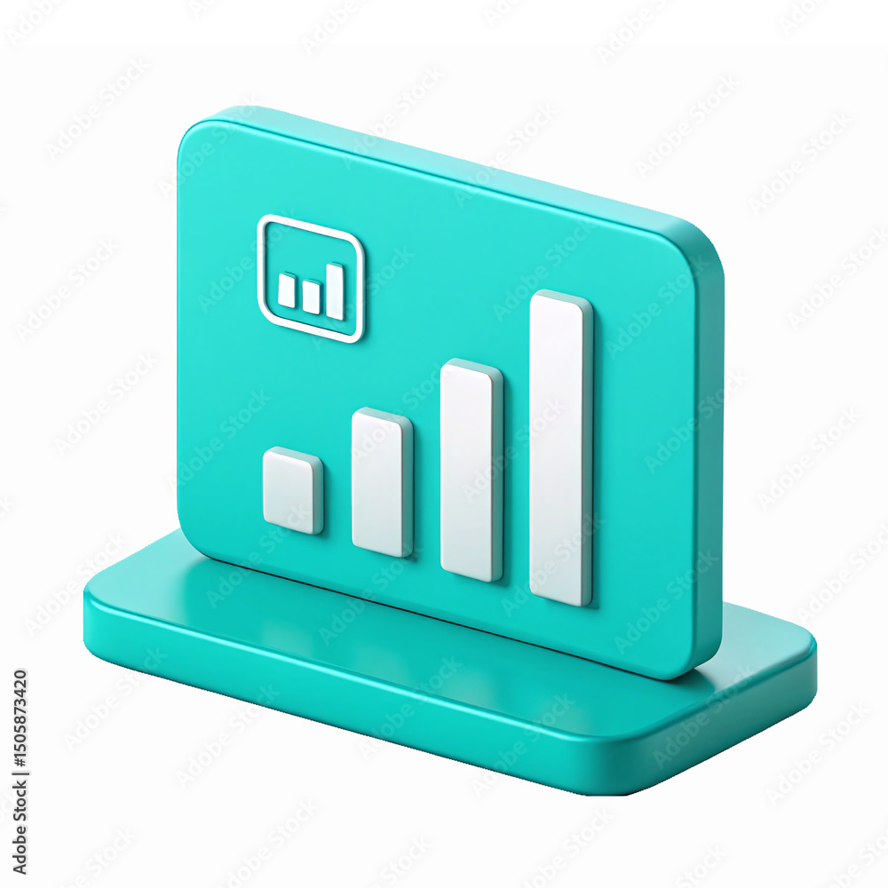 Aufkleber analytics dashboard with bar graph and data visualization elements in teal color