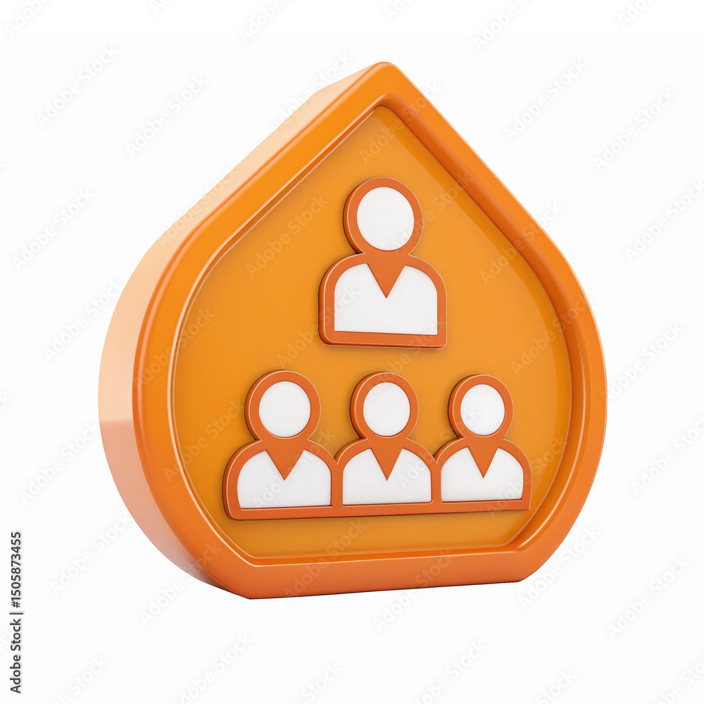 Poster team collaboration in orange color with transparent background for group dynamics