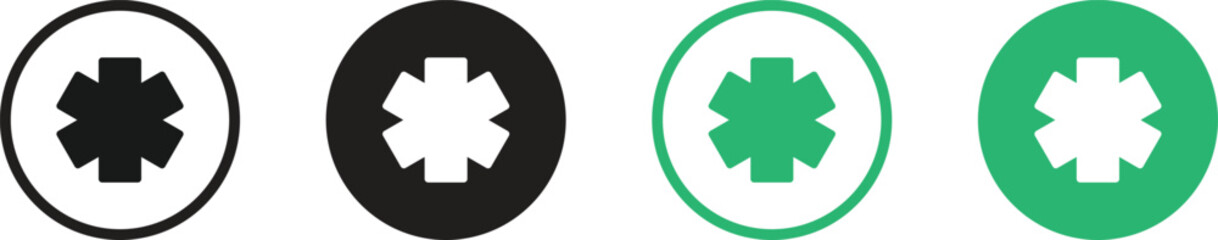 Fototapeta premium Medical Star Symbol Icon Design in Four style with Editable Stroke. Line, Solid, Flat Line and Color Gradient Line. 