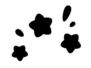 衝撃でかわいい星が飛ぶシルエットのイラスト素材