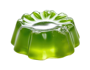 Green lime gelatin dessert with transparent background