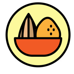 Toasted Almond Dish Vector Filled Icon Design