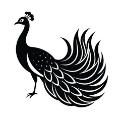 Obraz premium Peacock Striking Vector Silhouette Art