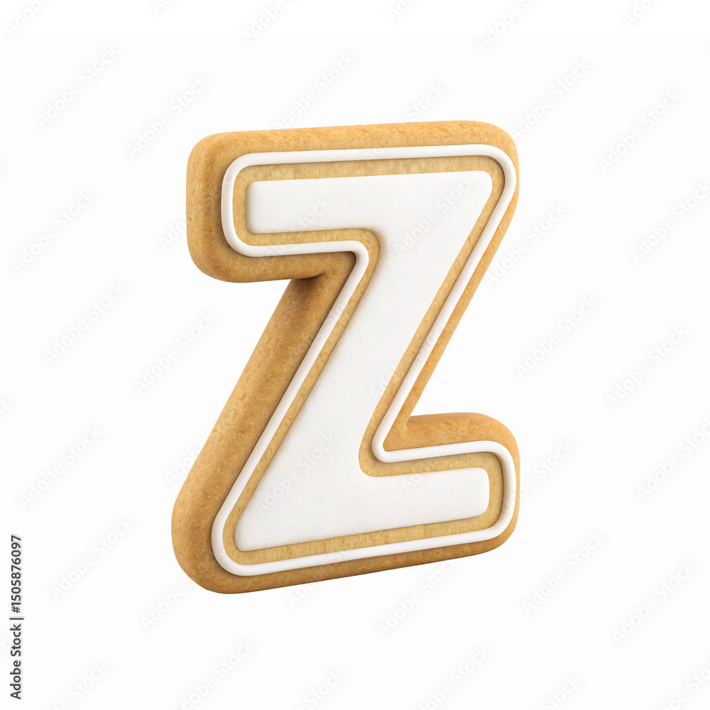 Poster decorative z shaped cookie in elegant design with icing on transparent background