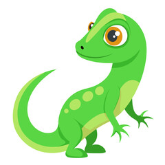 Fototapeta premium a cute green lizard with big eyes and a friendly expression.