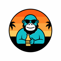 vector illustration of a gorilla with sunglasses