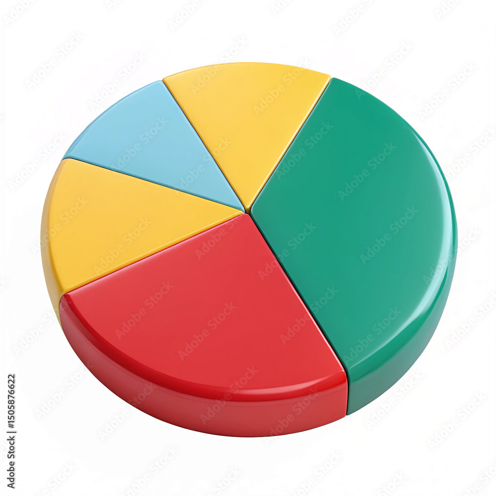 Poster colorful circular pie chart segments for data visualization with transparent background