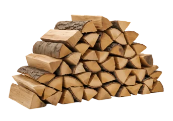 Fotobehang Brandhout Seasoned Firewood: A Pile of Cut Logs for Cozy Winter Evenings  © Muzammal