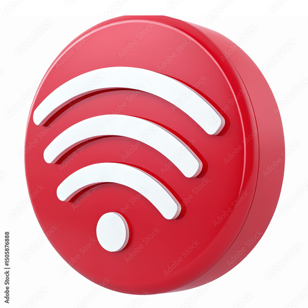 Poster red wi-fi signal with transparent background for digital connectivity graphics