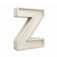 Three Dimensional Cream Colored Z Letter with Depth and Texture on Transparent Background