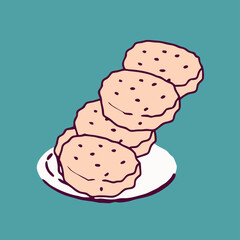 Four Delicious Cookies Stacked on a Plate