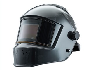 Fototapeta premium Sleek dark gray welding helmet with a clear visor, designed for superior protection.