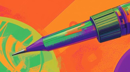 Featuring vibrant shades of green and purple, this colorful correction tool is set against a bright orange background for visual appeal