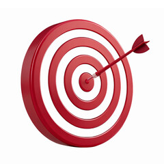 Red Target with Arrow Hitting Bullseye Symbolizing Success and Achievement