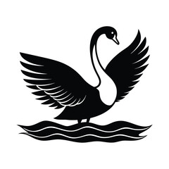 Obraz premium Swan Landing Water Vector Graphic